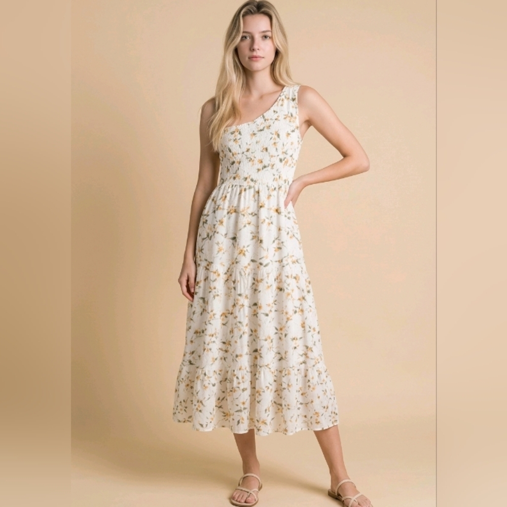 Hayden One-Shoulder Floral Midi Dress Size Small Boho Spring/Summer - Picture 6 of 12